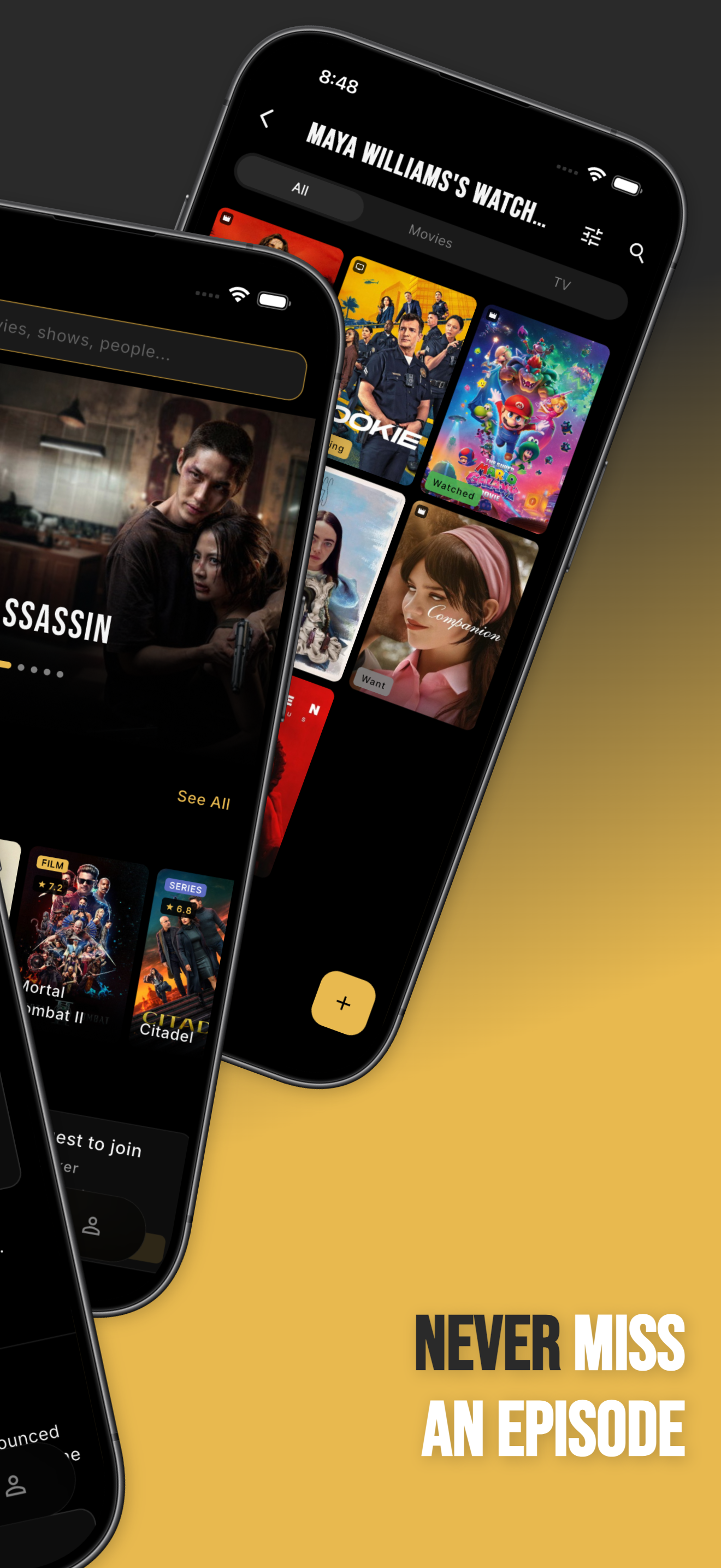 Showvie watchlist — never miss an episode